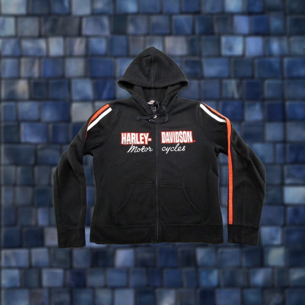Harley Davidson Harley-Davidson Hoodie Full Zip Women’s L Black Biker Motorcycle Logo Activewear Winter Fall Size L / US 10 / IT 46 - 1 Thumbnail