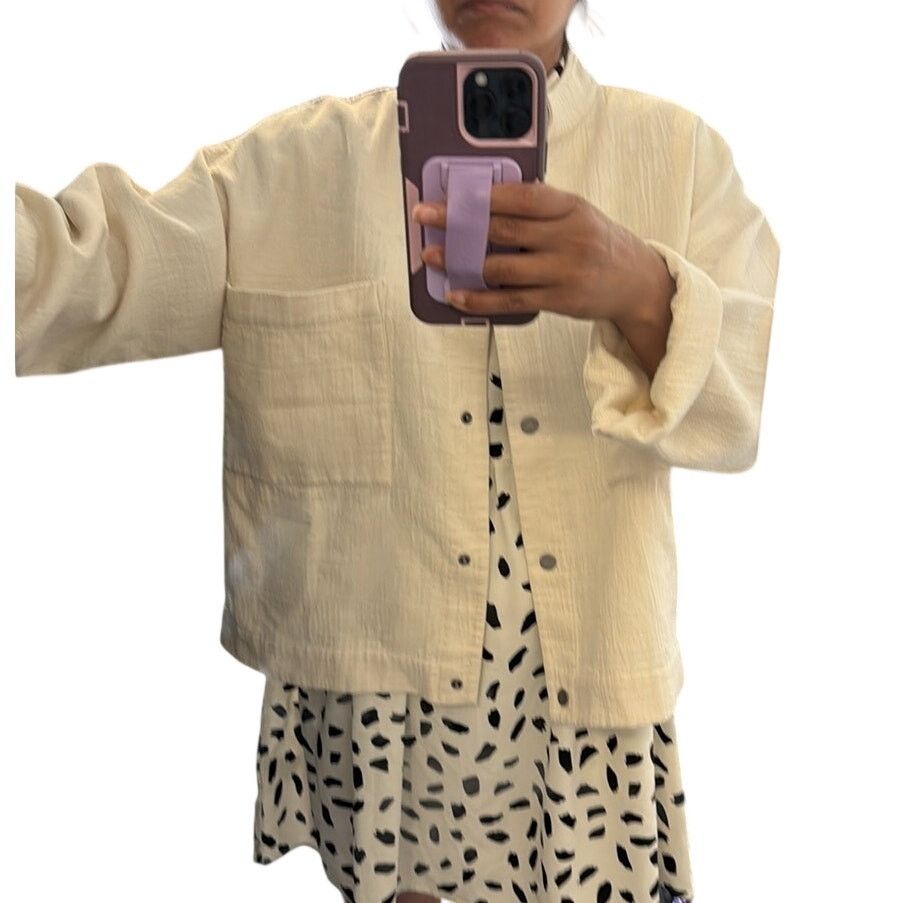 Eileen Fisher Eileen Fisher Ivory Cotton mandarin collar oversized Jacket Size S / US 4 / IT 40 - 10 Thumbnail