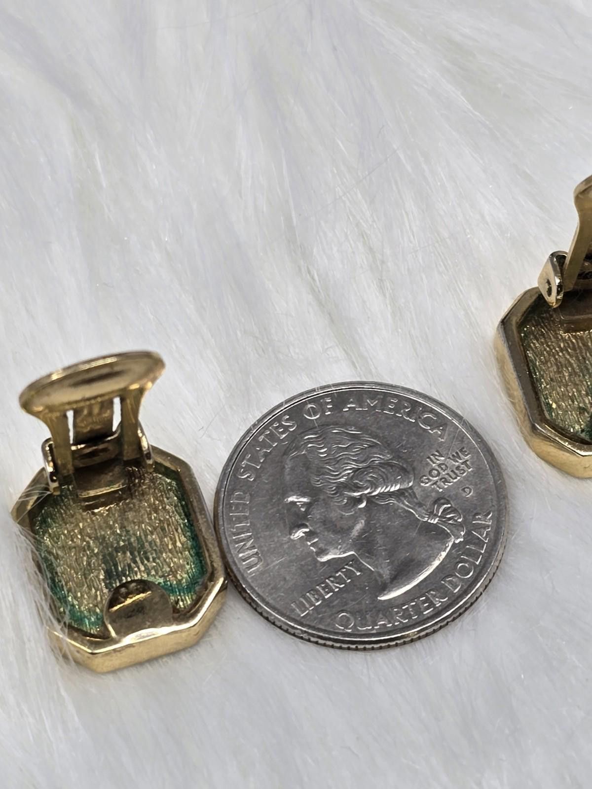Dior Vintage Christian Dior Gold Blue Faux Stone Clip Earrings Size ONE SIZE - 6 Thumbnail