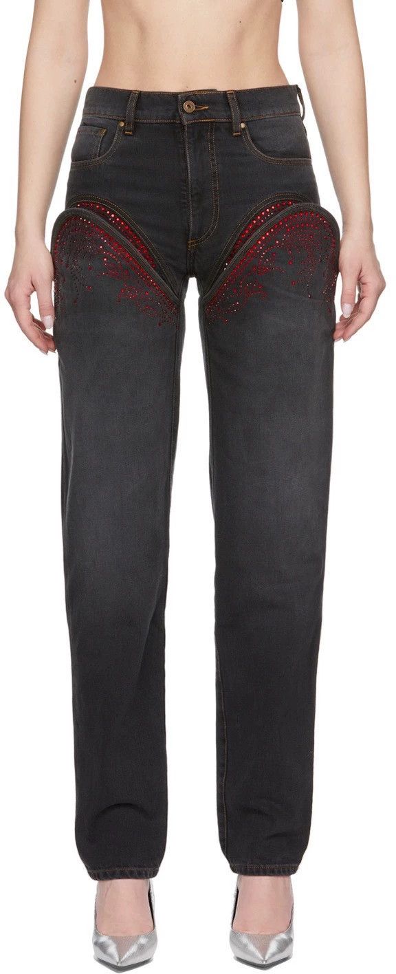 Y/Project Y/Project Red Crystal Distressed Cutout Tapered Jeans 26 Size 26" / US 2 / IT 38 - 4 Thumbnail