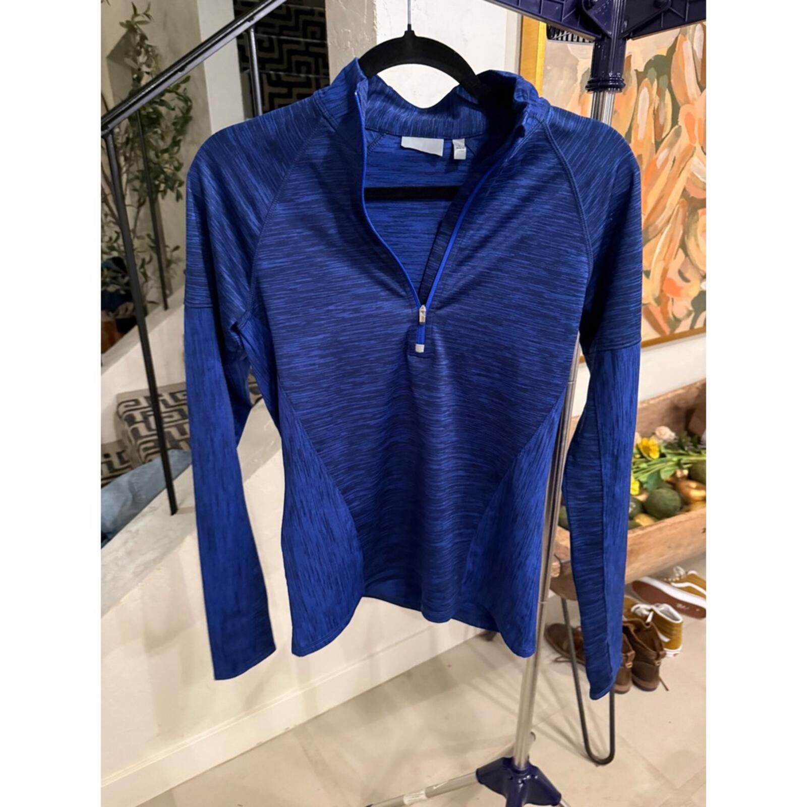 Athleta Athleta Blue Space Dye Quarter Zip Long Sleeve Running Top S Size S / US 4 / IT 40 - 3 Thumbnail