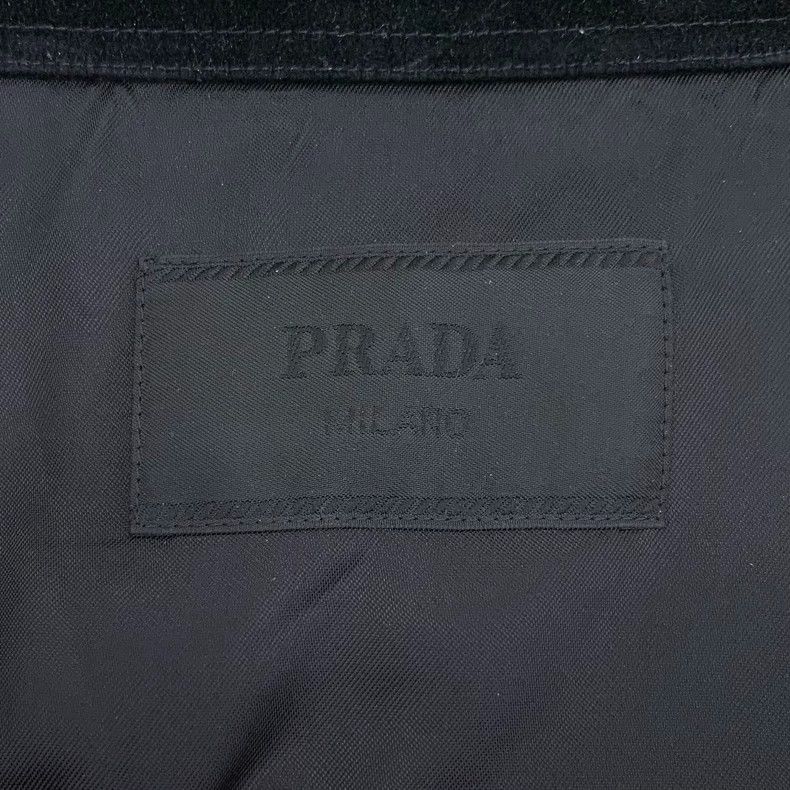 Prada PradaBlack triangle label cotton lapel single-breasted long Size US L / EU 52-54 / 3 - 6 Thumbnail