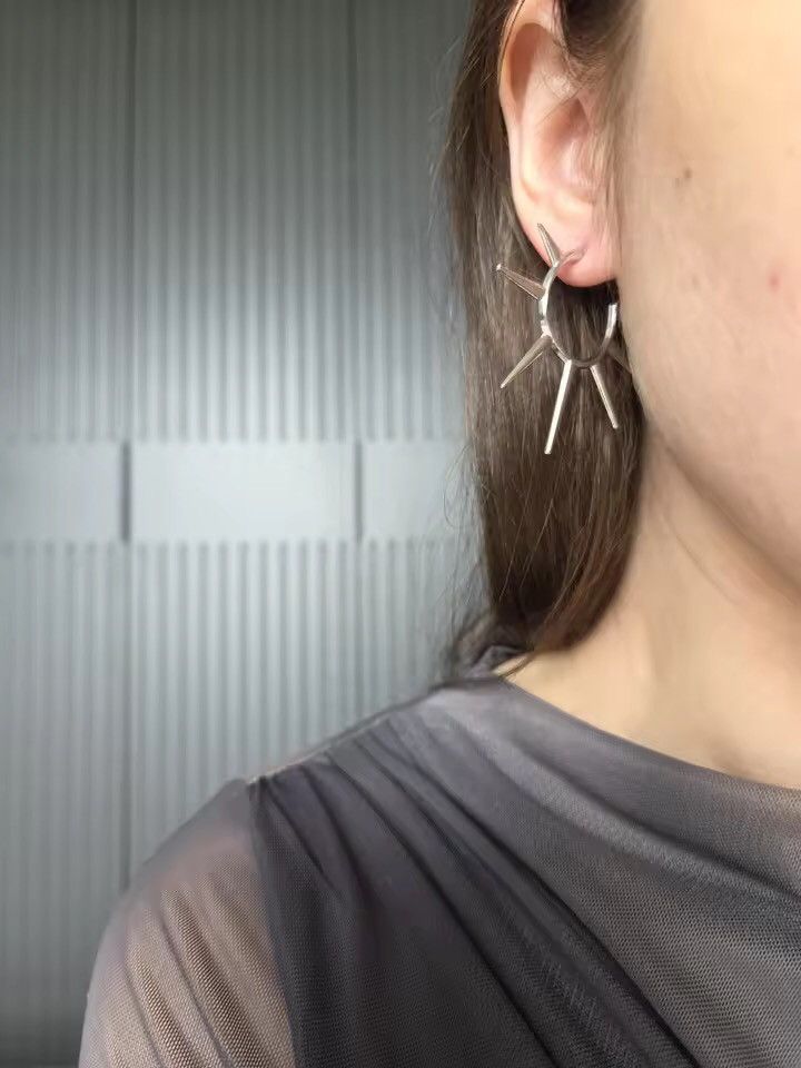 Jewelry Long Spikes Hoop Earrings Size ONE SIZE - 3 Thumbnail