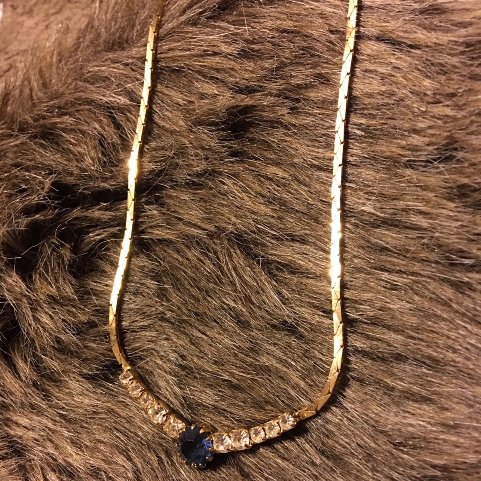 Vintage Vintage Blue & clear rhinestone necklace Size ONE SIZE - 3 Thumbnail