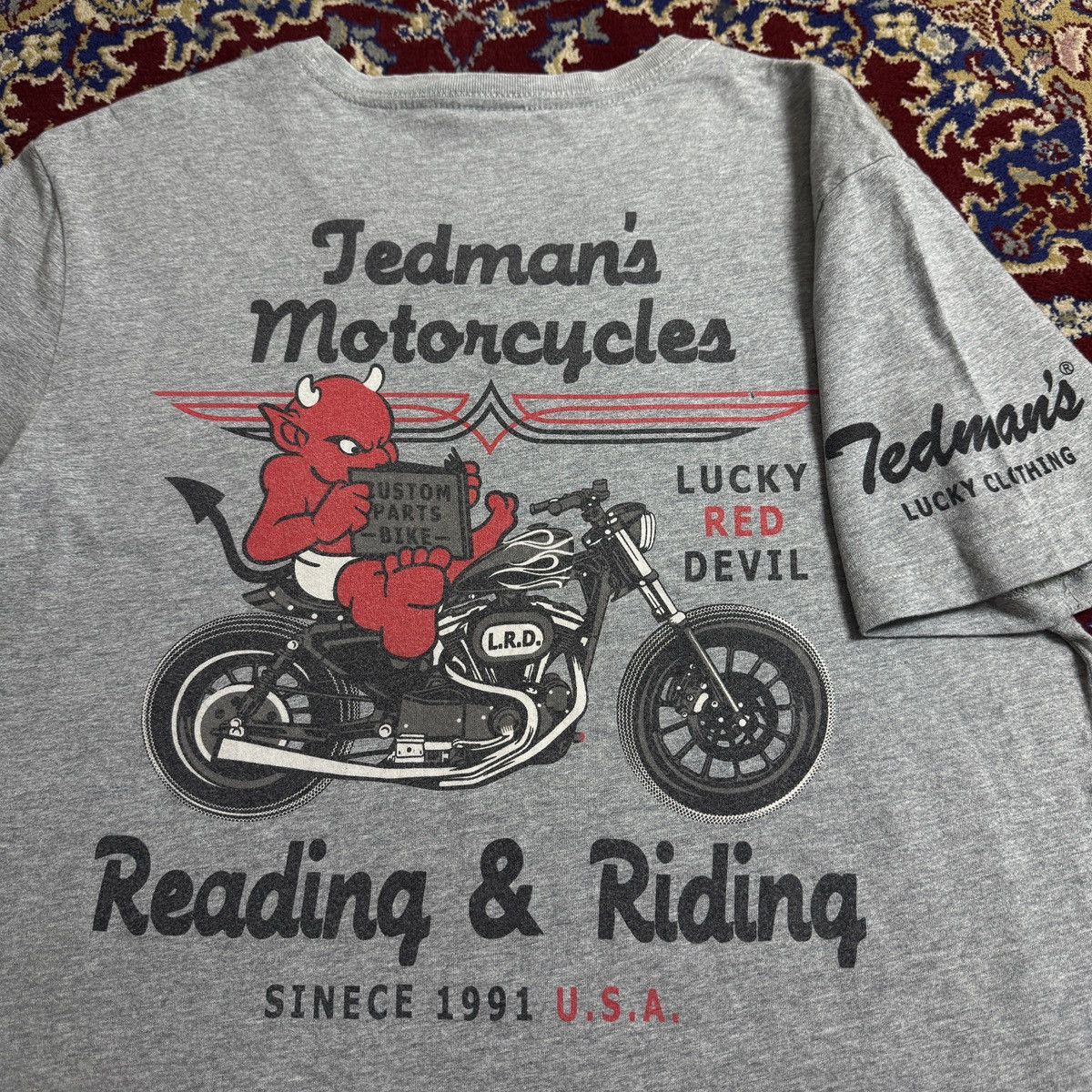 Tedman Ted company Reading & Riding Lucky Red Devil Y2K Motorcycle Size US L / EU 52-54 / 3 - 1 Thumbnail