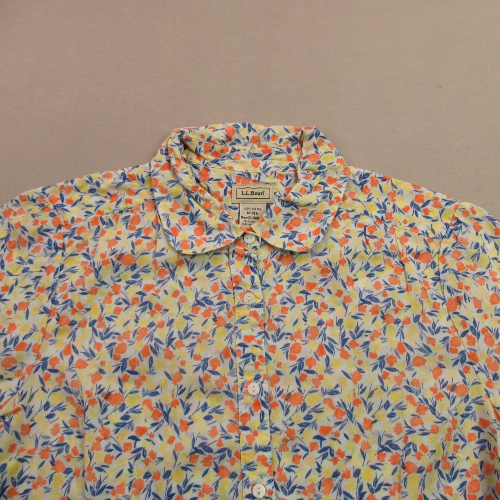 Vintage LL Bean Shirt Womens Medium Short Sleeve Lightweight Top Button Front Floral Size M / US 6-8 / IT 42-44 - 3 Thumbnail