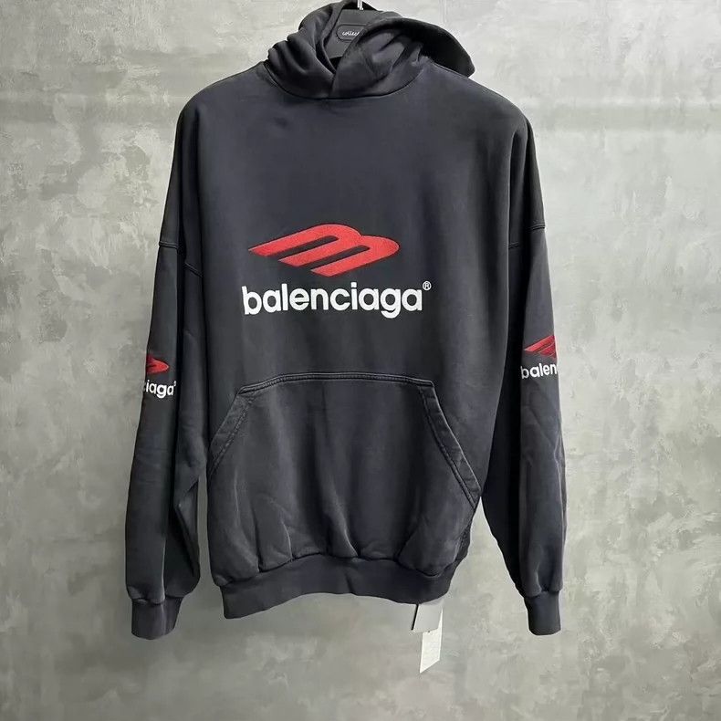 Balenciaga Black monogrammed printed hooded slouchy sweats