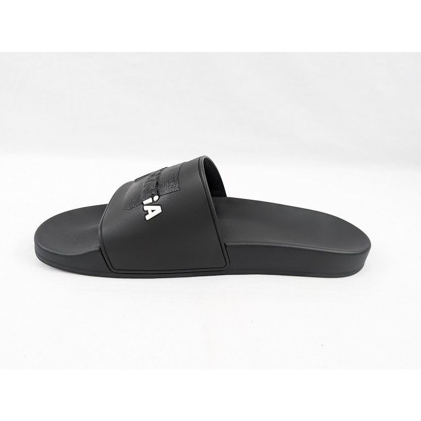 Balenciaga o1rshd1 Pool Logo Slides in Black/White Size US 12 / EU 45 - 7 Thumbnail