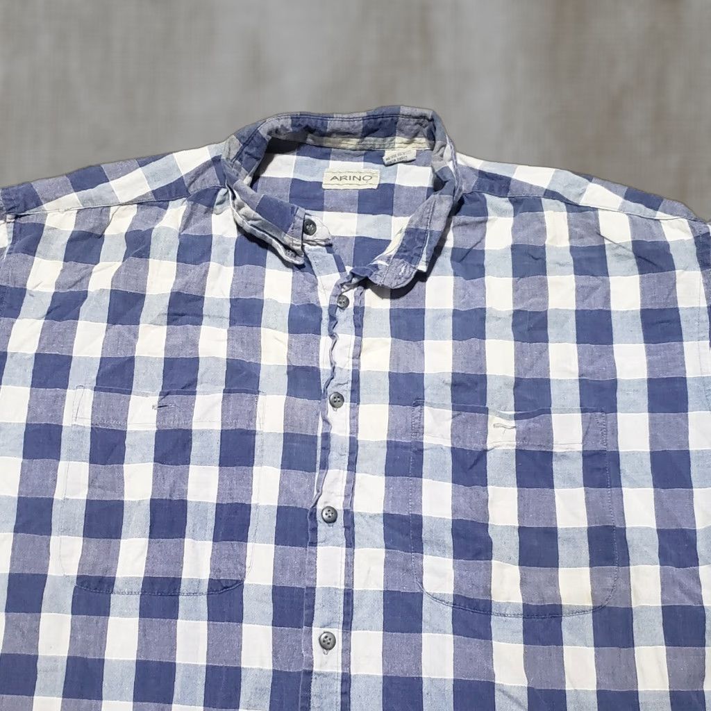 Vintage VINTAGE Marino Bay Plaid Button-Up Shirt Short Sleeve Adult Men XL Blue Size US XL / EU 56 / 4 - 1 Thumbnail
