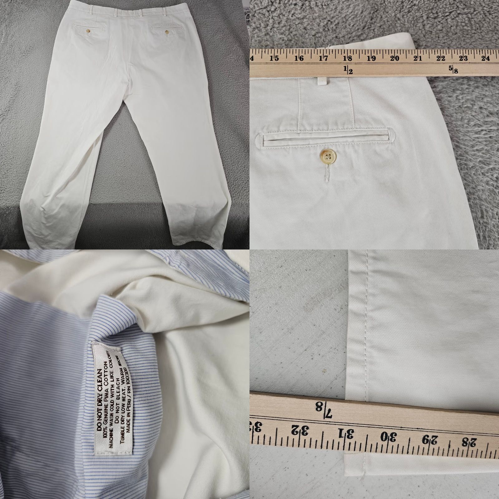 Peter Millar Peter Millar Raleigh Washed Chino Pants Mens 42 Ivory Twill Cotton Khakis 42x31 Regular Straight Vintage: No Size US 42 / EU 58 - 8 Thumbnail