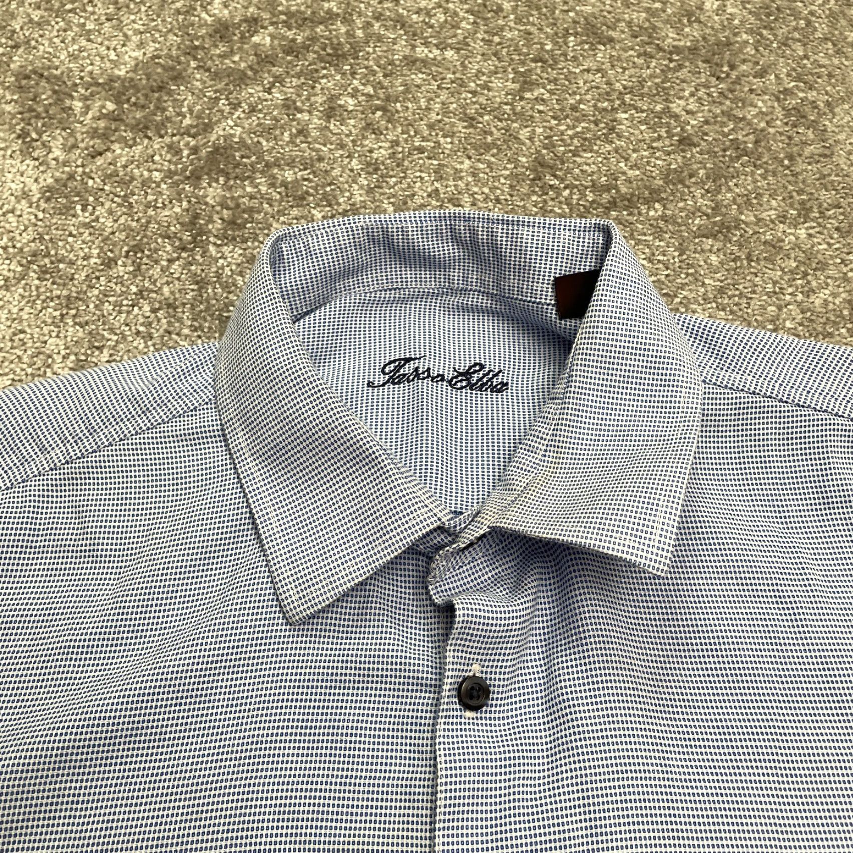 Tasso Elba Tasso Elba Dress Shirt XL 17-17.5 Blue 100% Cotton Classic Business Casual Mens Size 46R - 3 Thumbnail