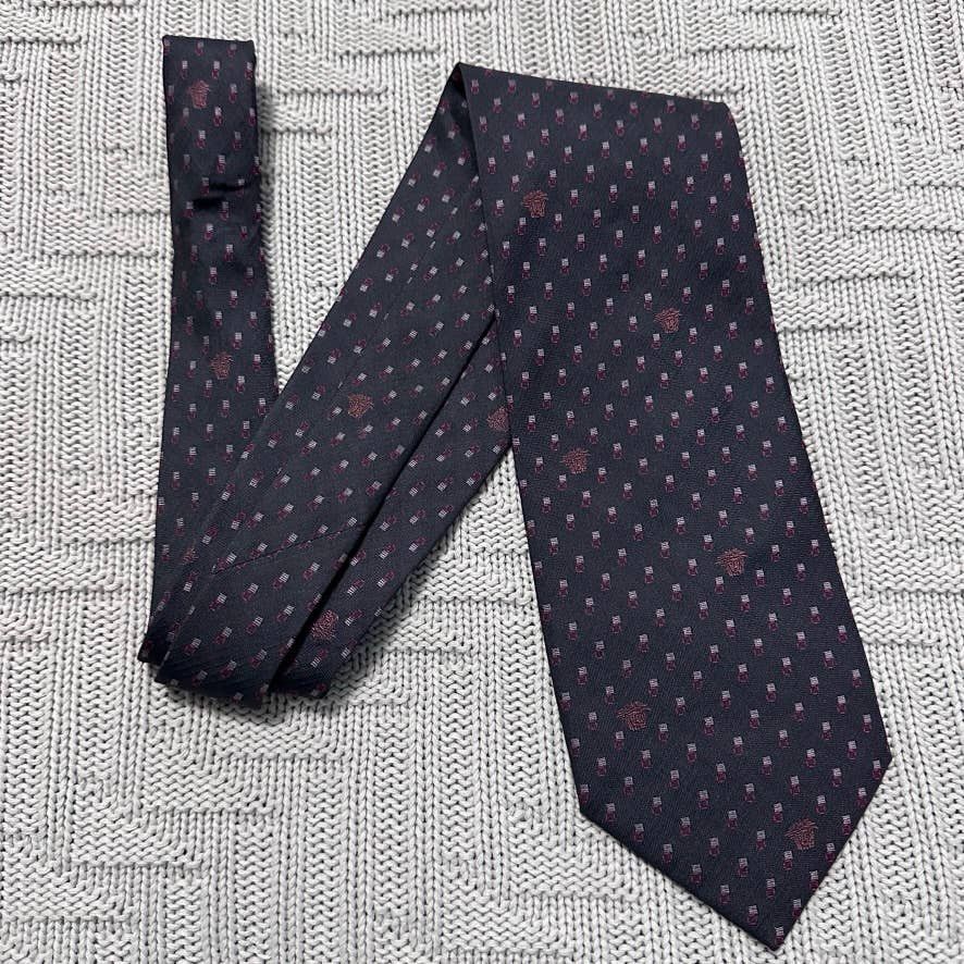image of Vintage Versace Dark Purple Medusa Head Silk Tie, Men's
