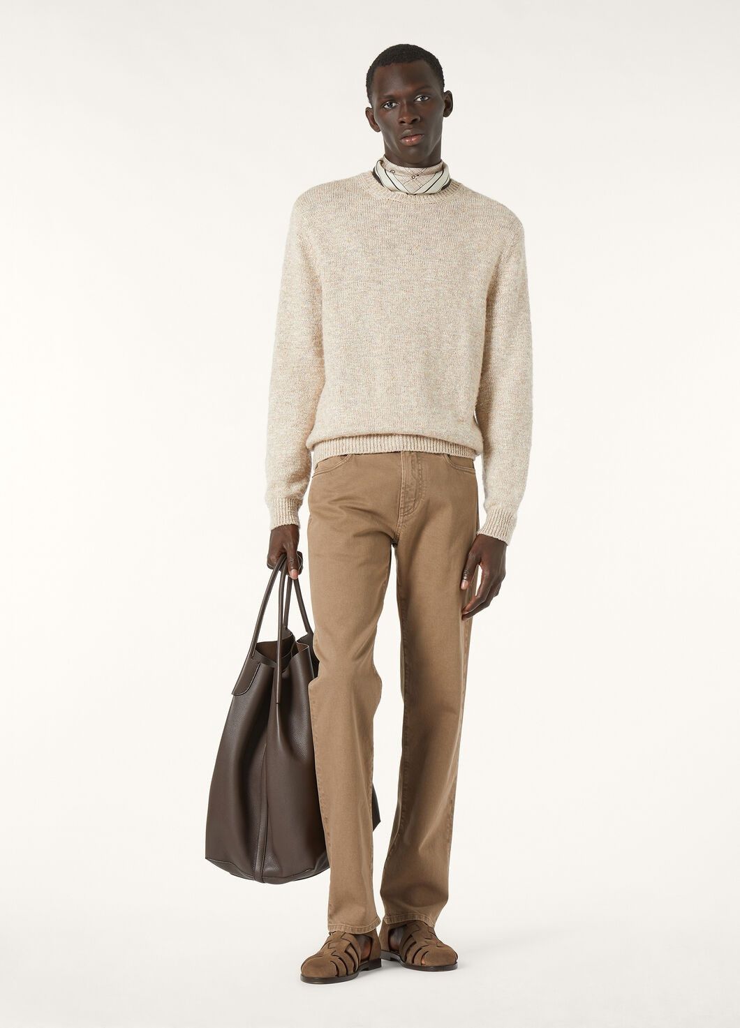 Loro Piana o1w1db10126 FA09807 Verbania Crewneck Sweater in Beige Size US L / EU 52-54 / 3 - 2 Thumbnail
