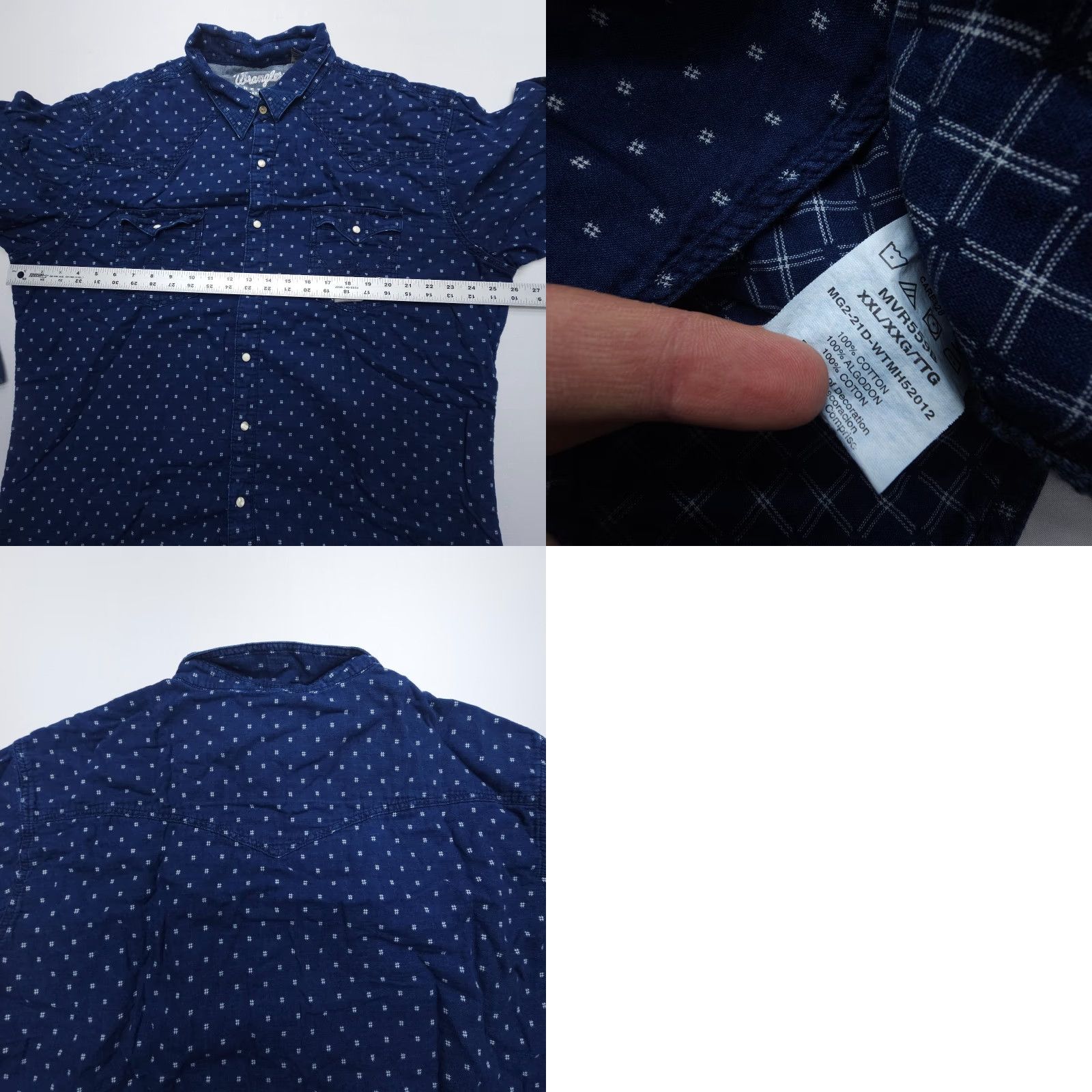 Wrangler VINTAGE Wrangler Retro Flannel Pearl Snap Shirt Mens 2XL Blue Western Print Rodeo Lined Size US XXL / EU 58 / 5 - 8 Thumbnail
