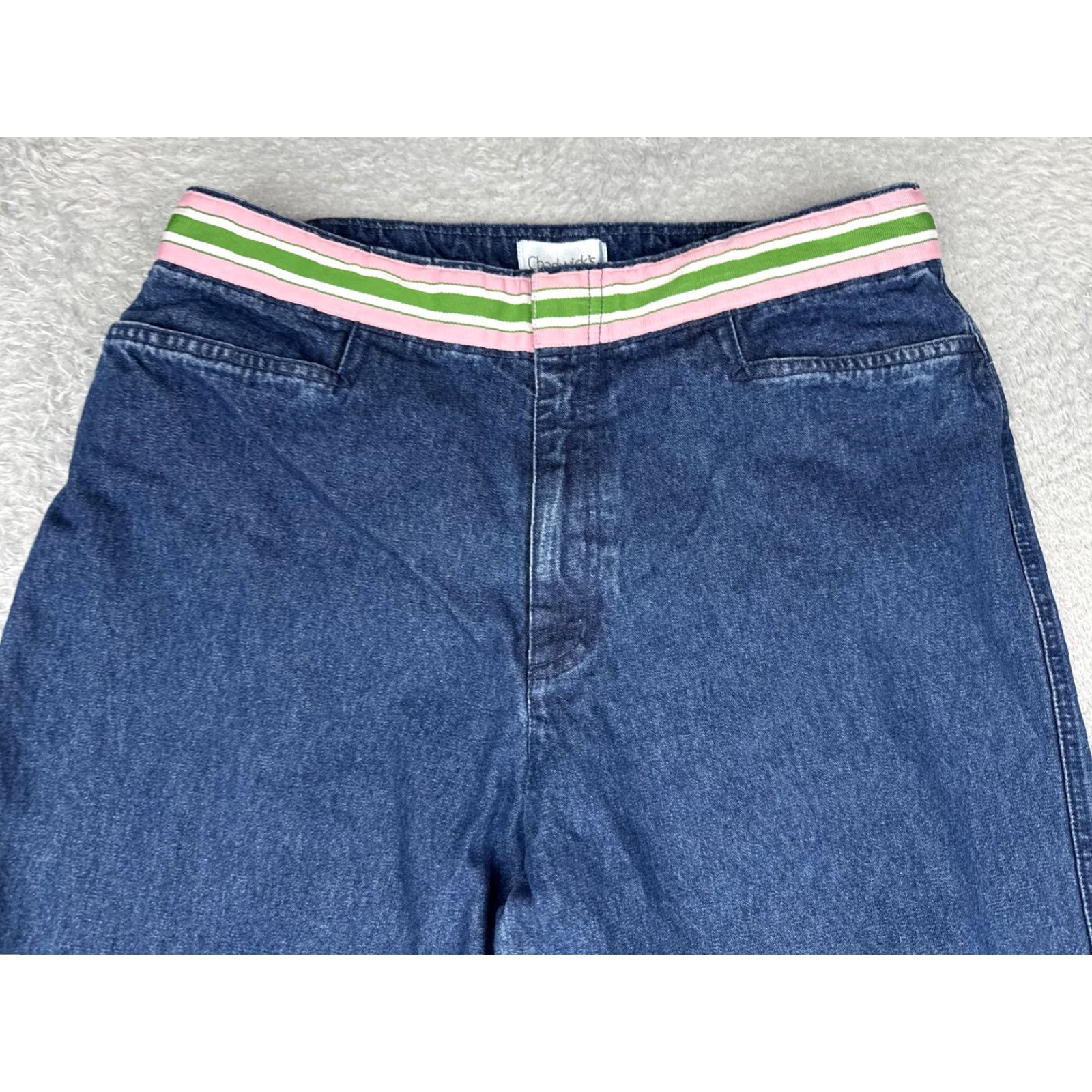 Vintage Chadwicks Jeans Womens 14 Blue Med Wash High Rise Cropped Relaxed Denim 32x25 Vintage No Size 36" / US 14 / IT 50 - 4 Thumbnail