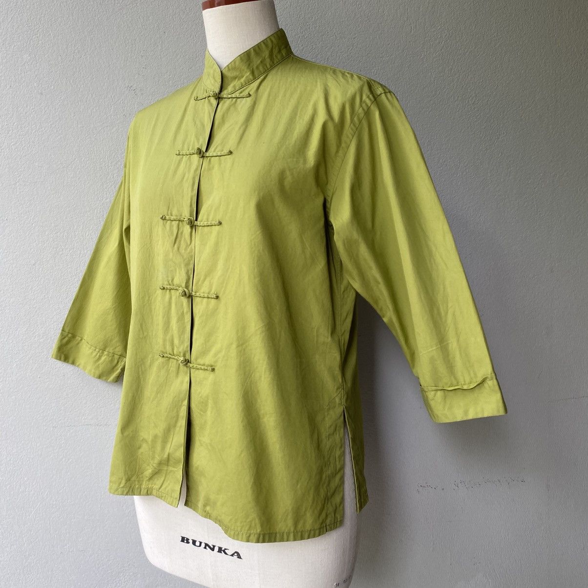Japanese Brand POWDER Mandarin Chinese Style Green Shirt Size M / US 6-8 / IT 42-44 - 2 Thumbnail