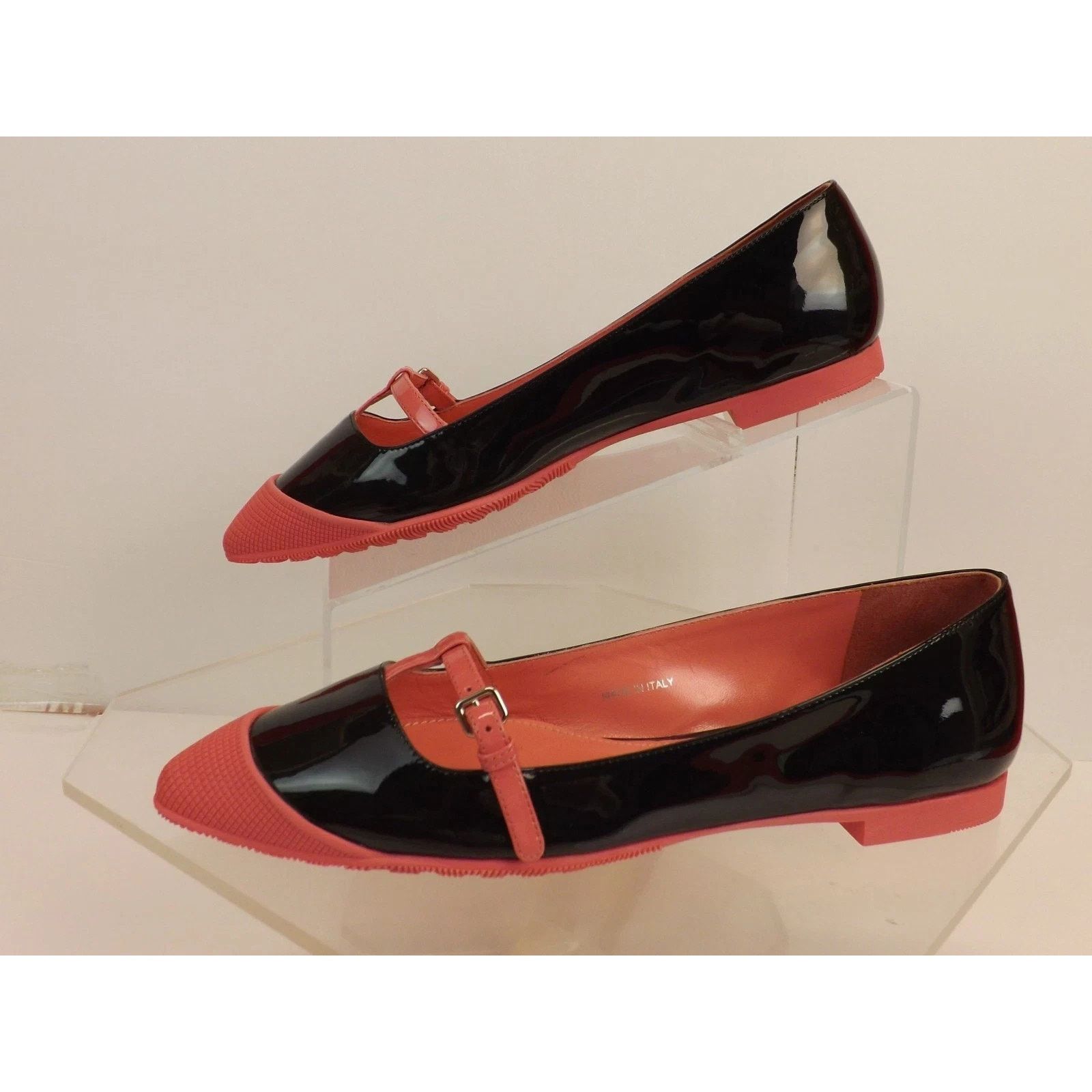 Miu Miu MIU MIU PRADA 5F95 BLACK PATENT LEATHER PINK BUCKLE FLATS 38 Size US 8 / IT 38 - 8 Thumbnail