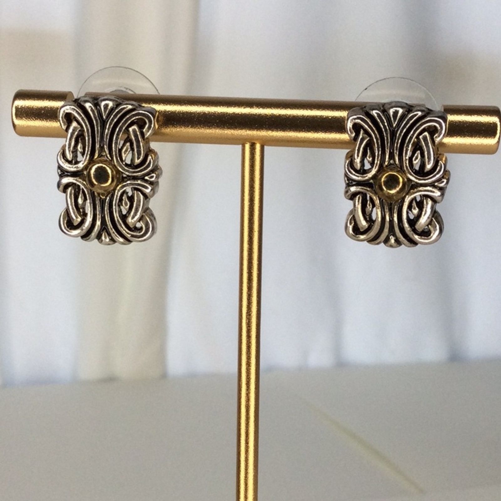 Other Celtic Knot Silver Tone & Bronze Vintage 1980's Earrings Size ONE SIZE - 2 Thumbnail