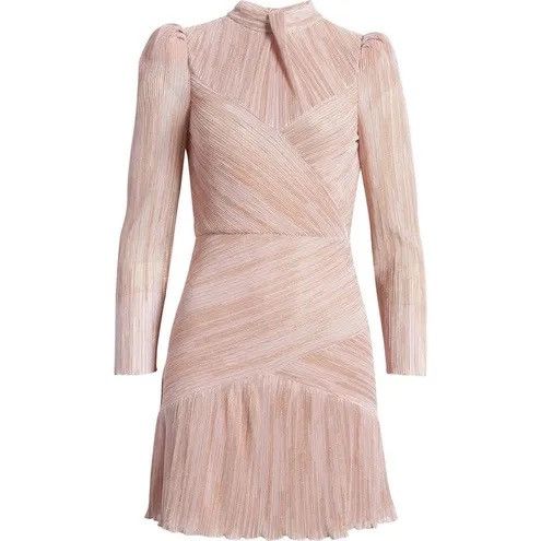 image of Saylor Saydee Metallic Blush Long Sleeve Mini Dress Size M in Pink, Women's