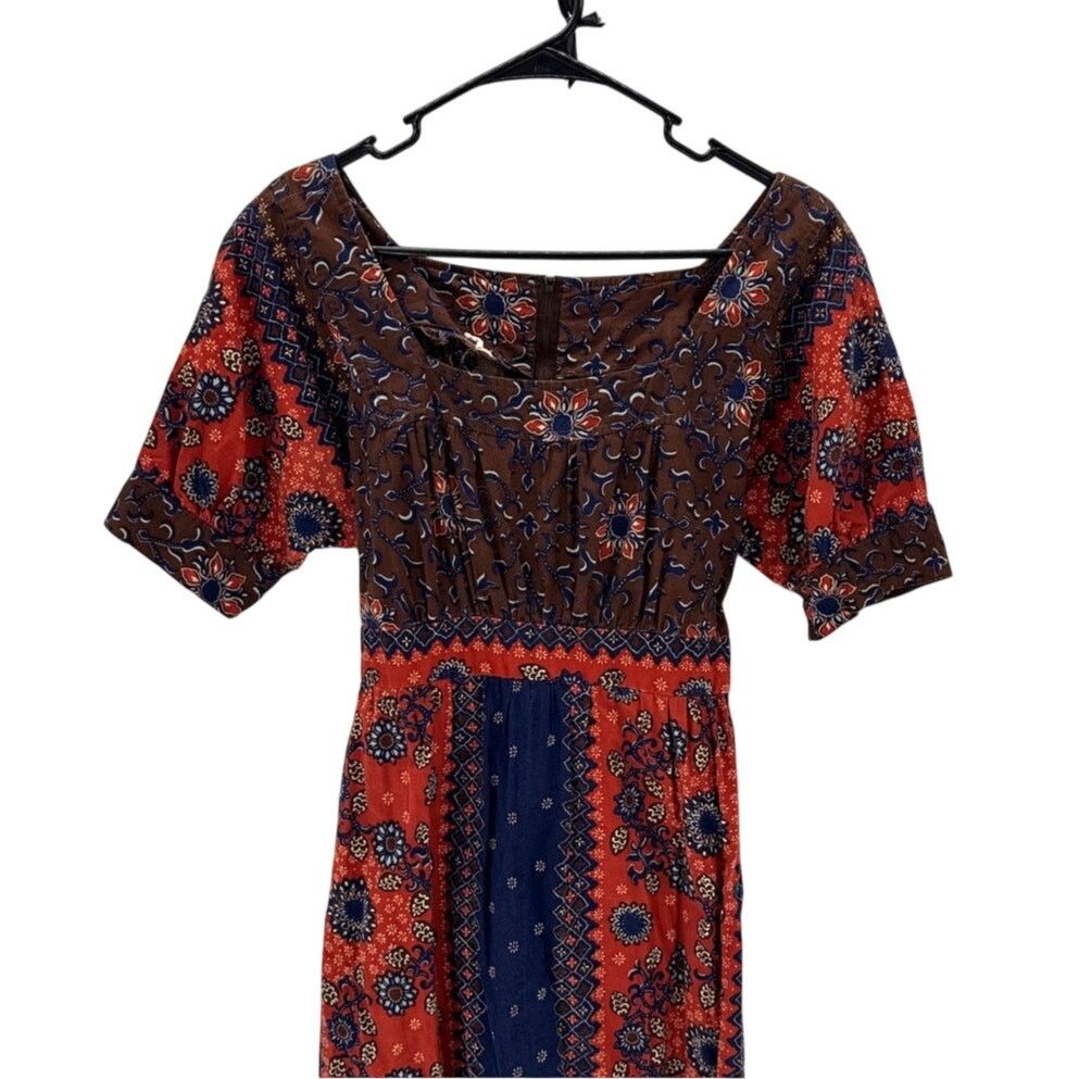Vintage Vintage 70's Floral Print Maxi Tie Back Dress sz L bohemian Size L / US 10 / IT 46 - 3 Thumbnail