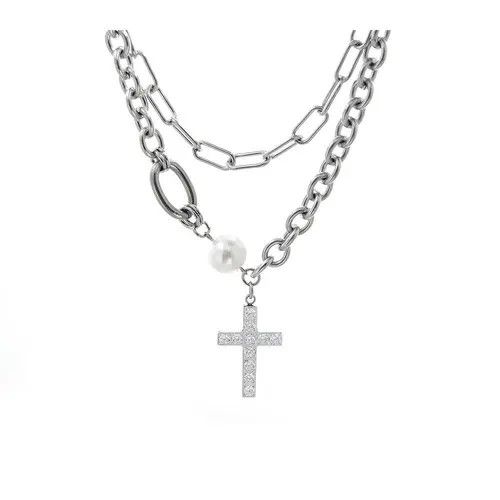 VIBE Cross pendant pearl necklace Size ONE SIZE - 7 Thumbnail