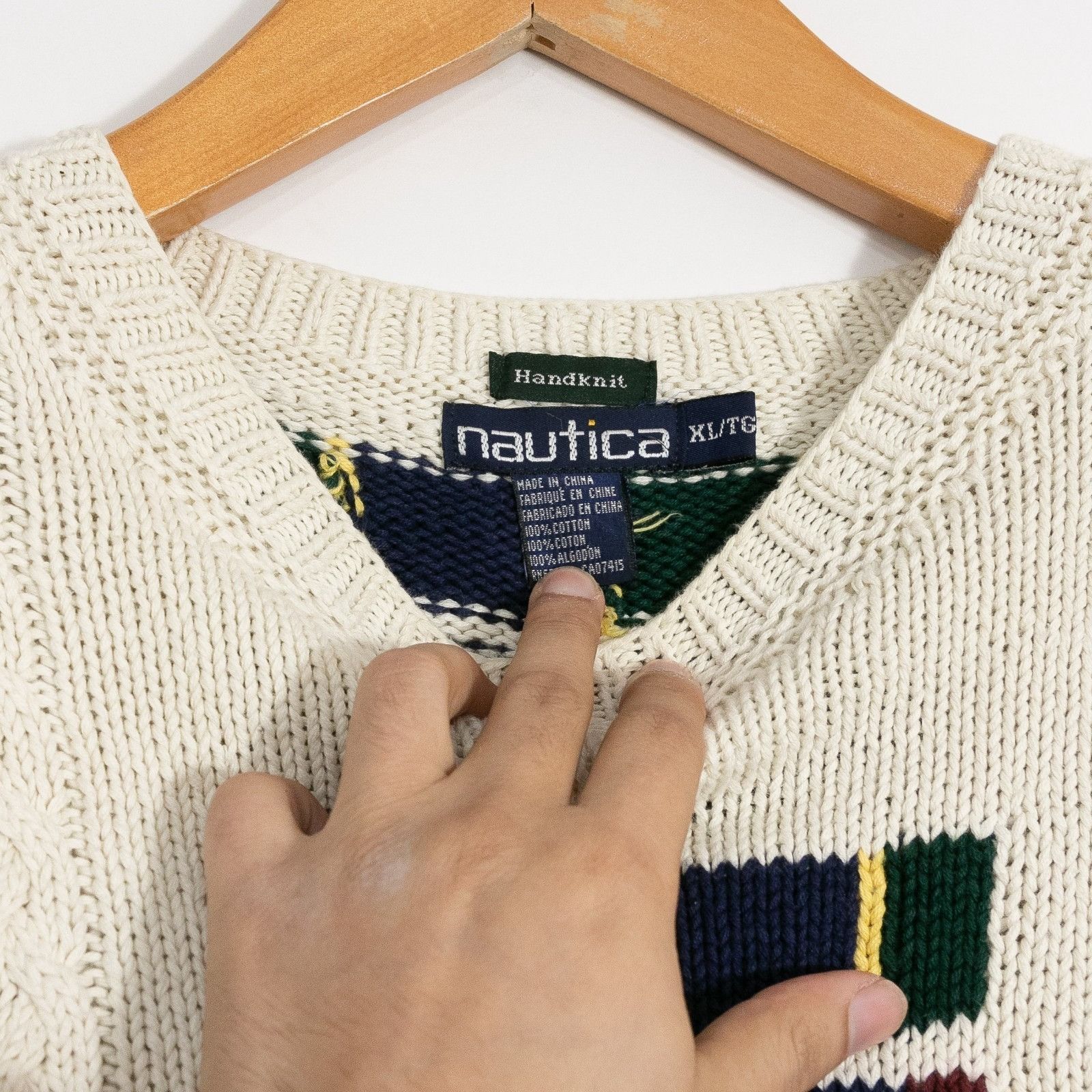 Nautica Vintage 90s Nautica Cotton Knit Cable Knit Sweater Mens XL Size US XL / EU 56 / 4 - 5 Thumbnail