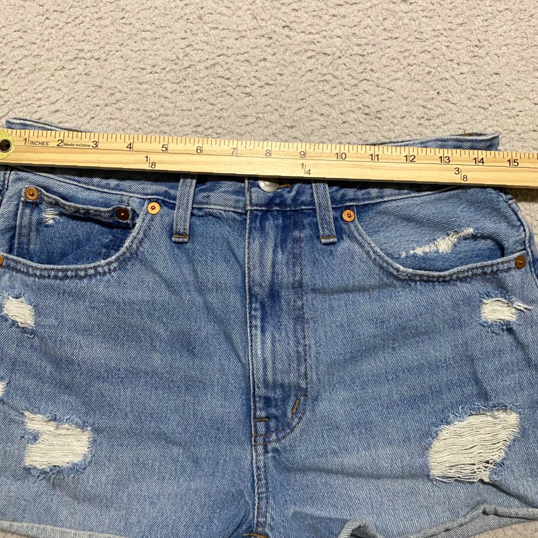 Madewell Madewell Jeans Shorts Blue Denim High Rise Cut-Off 3" Inseam 27 Womens Regular 29 Waist Pocket 5-Pocket Distress Stretch Vintage No Size 27" / US 4 / IT 40 - 5 Thumbnail