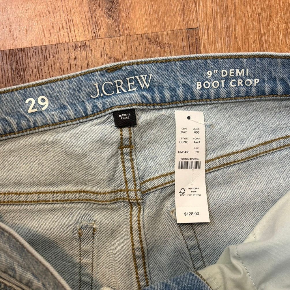 J.Crew NWT J.Crew 9” Demi Boot Crop Jeans In Ashland Wash Size 29 Size 29" - 6 Thumbnail