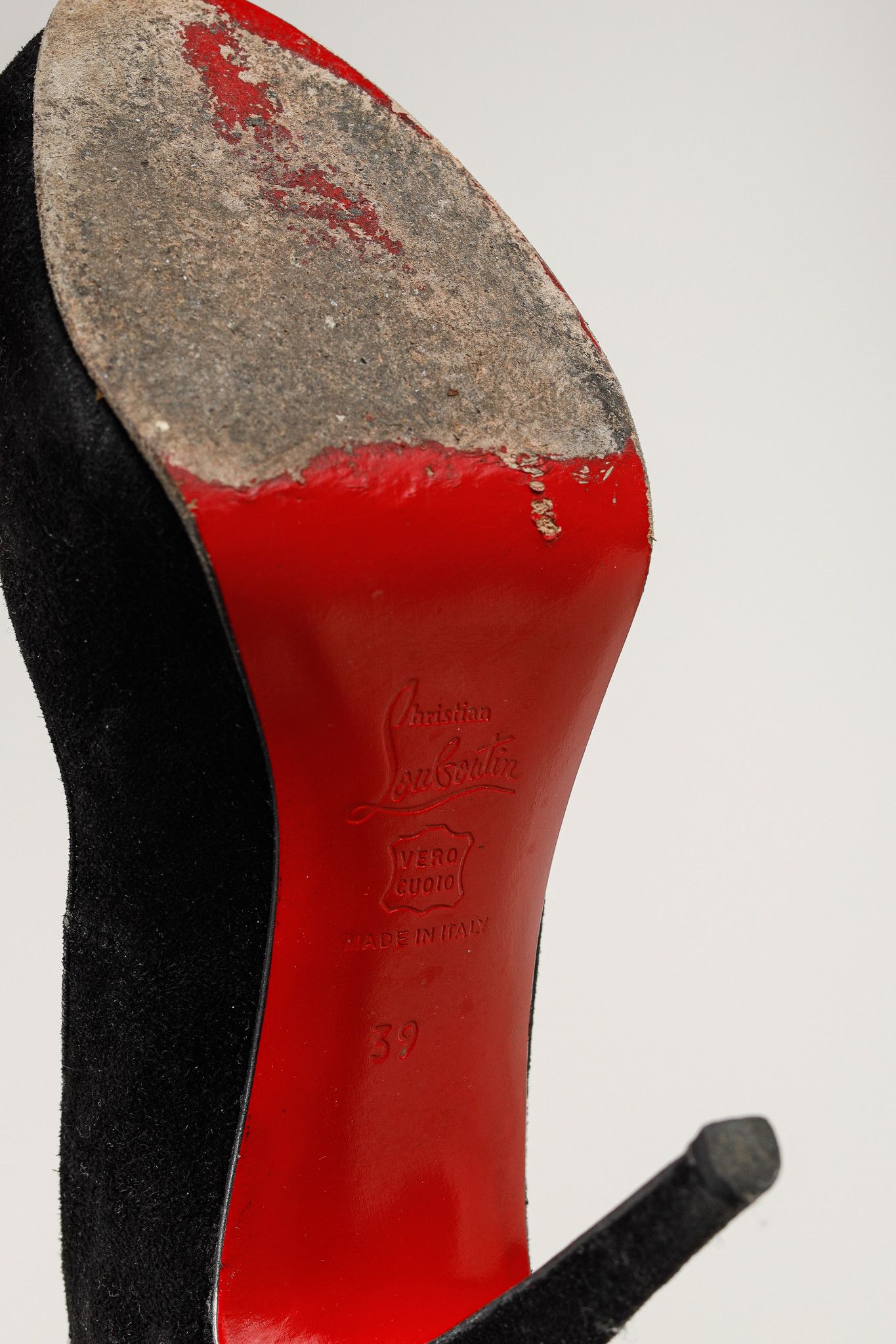 Christian Louboutin Christian Louboutin Very Prive Veau Velours Peep-Toe Pumps Size US 8.5 / IT 38.5 - 5 Thumbnail