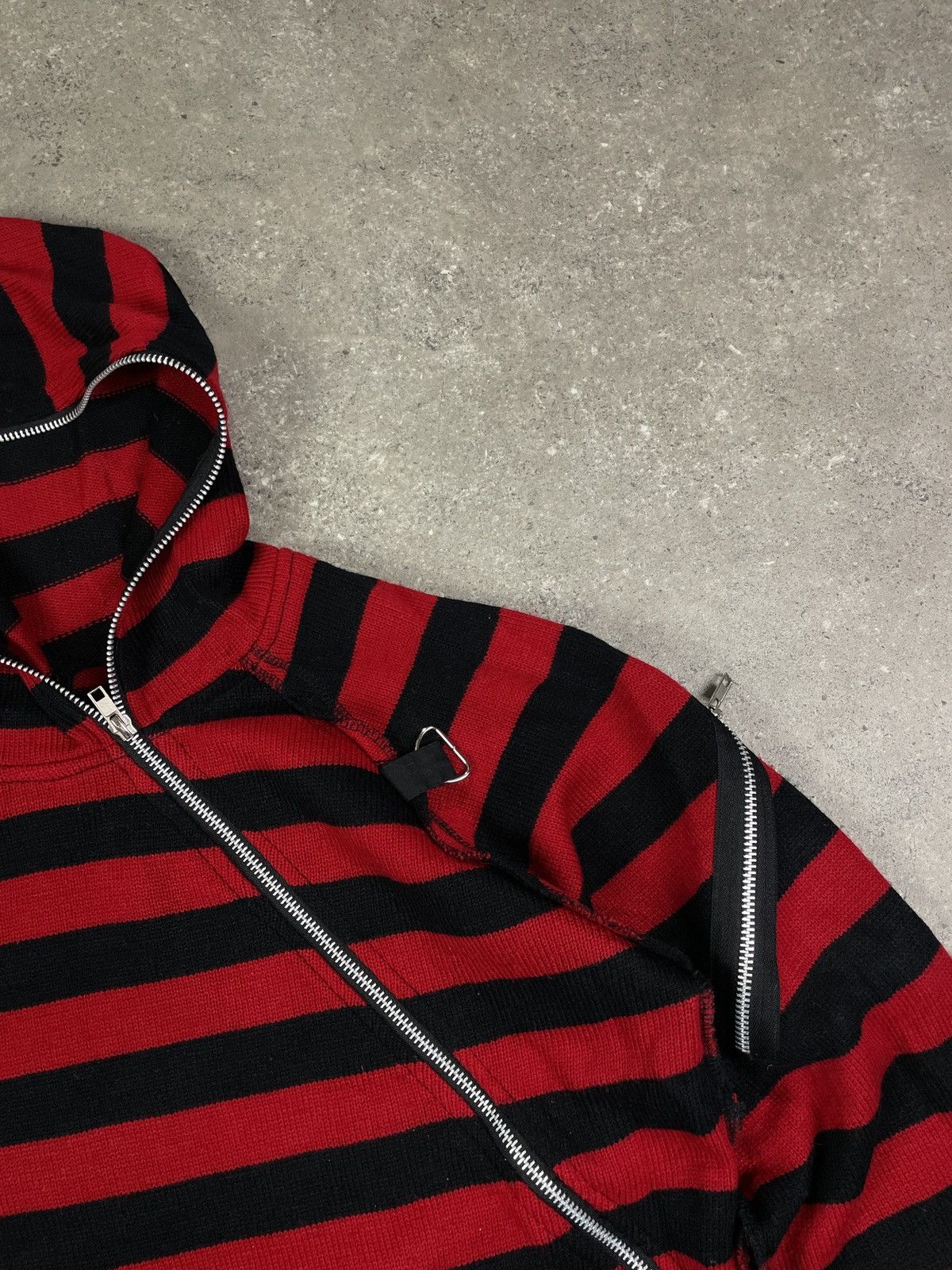 Japanese Brand × Vintage Vintage Goth Y2K Opium Striped Gringe Full Zip Sweater Size US L / EU 52-54 / 3 - 5 Thumbnail