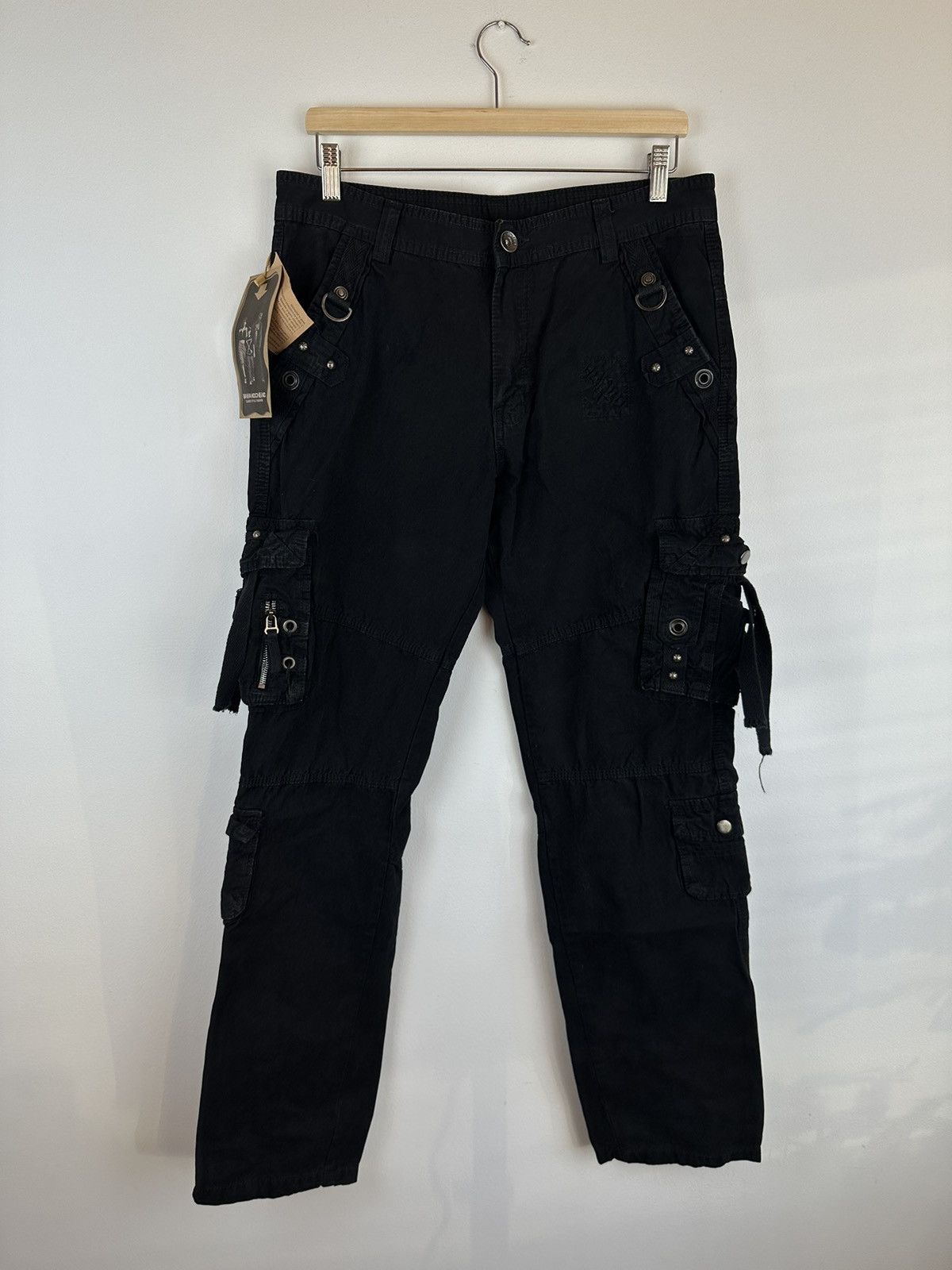 image of New Cargo Bondage Pants Lots Of Pockets Vintage in Black, Women's (Size 25)
