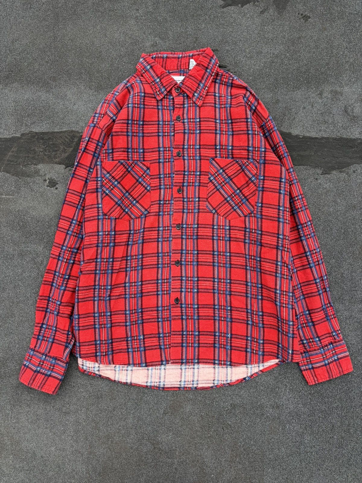 Vintage Vintage Red Plaid Flannel Shirt 90s Grunge Distress Workwear Size US L / EU 52-54 / 3 - 1 Thumbnail