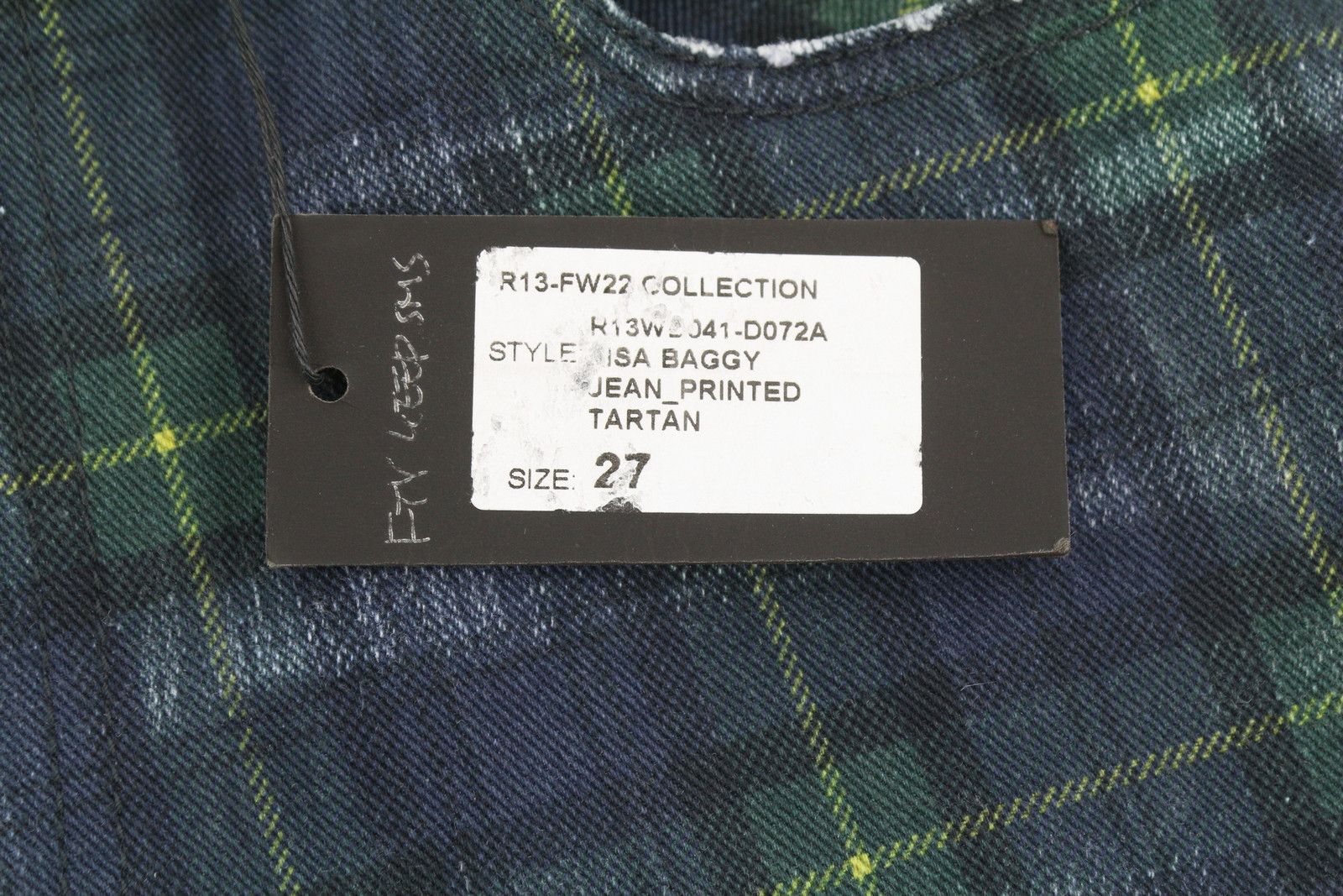 R13 LISA BAGGY 27 Tartan Wide Faded Jeans 88530 Size 27" / US 4 / IT 40 - 7 Thumbnail