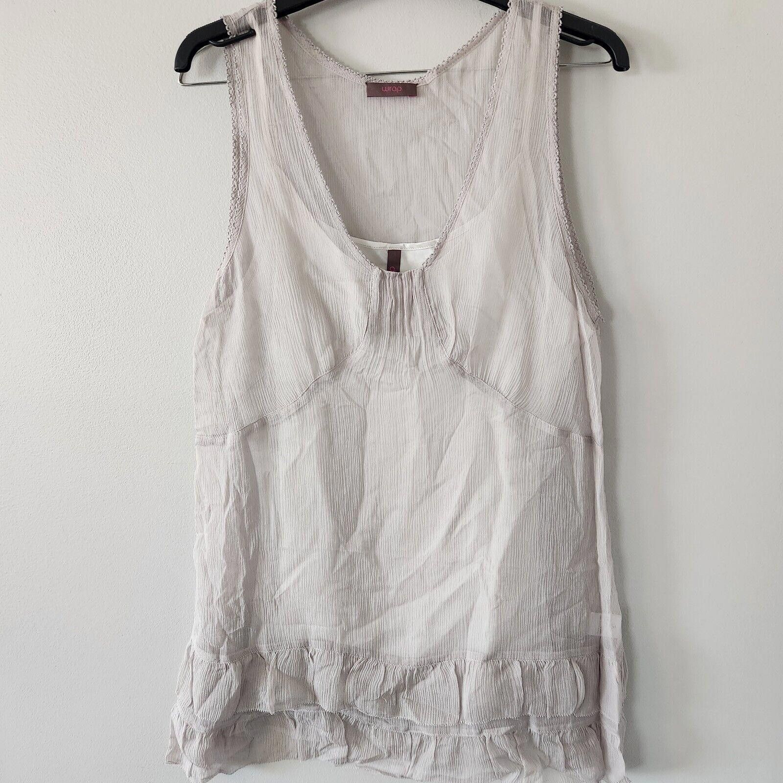 Designer Wrap London Silk Tunic Top Beige Size UK 18 Size XL / US 12-14 / IT 48-50 - 1 Thumbnail