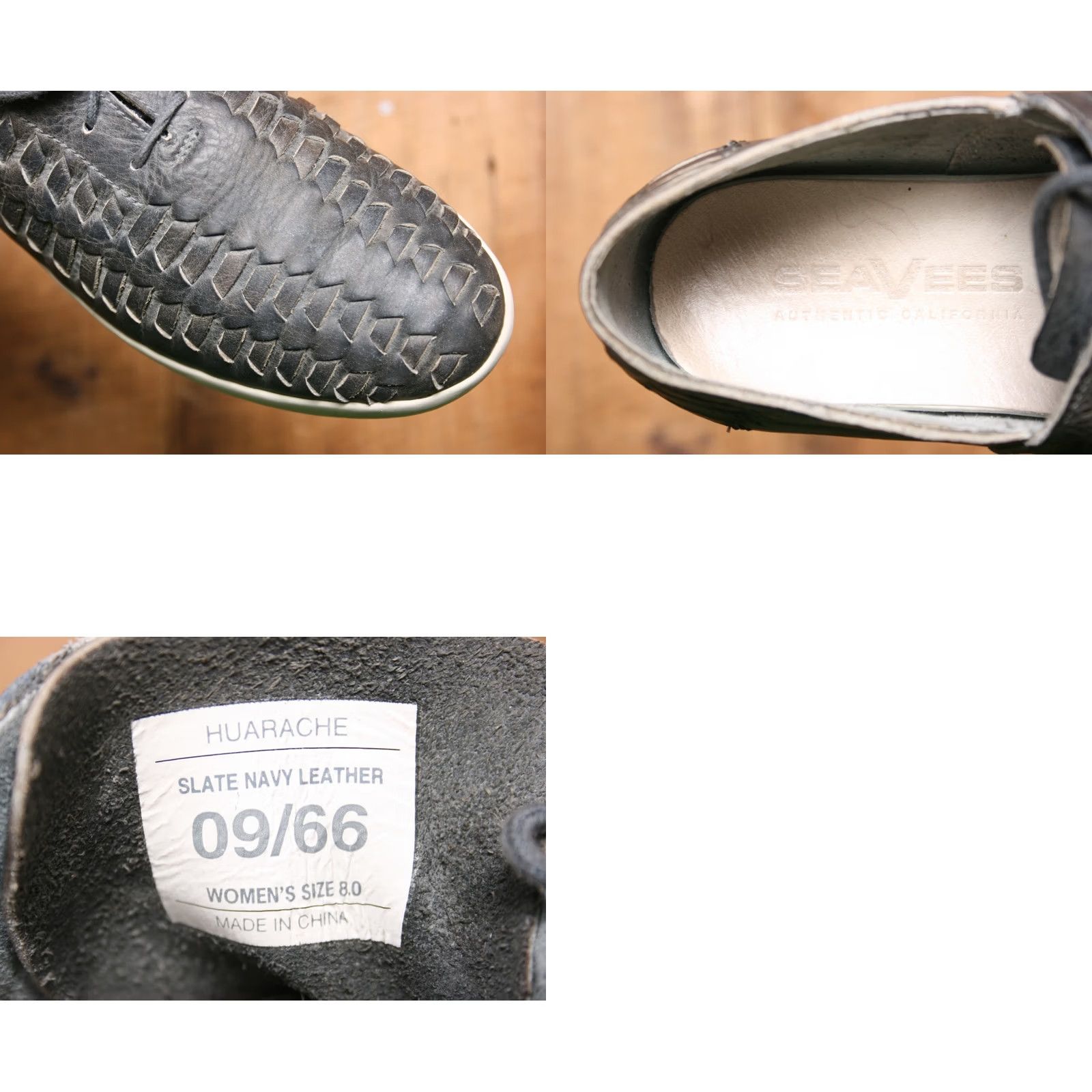 SeaVees SeaVees Huarache Slate Navy Woven Leather Sneakers Women's 8 Gray Leather Sneaker US 8 Size US 8 / IT 38 - 8 Thumbnail