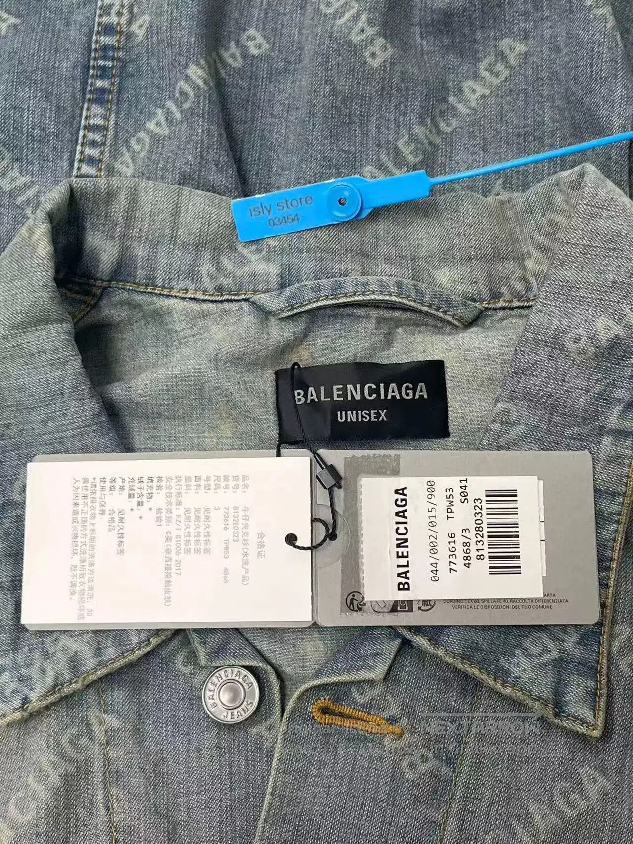 Balenciaga Balenciaga Logo Print Distressed Denim Jacket. Size US L / EU 52-54 / 3 - 4 Thumbnail