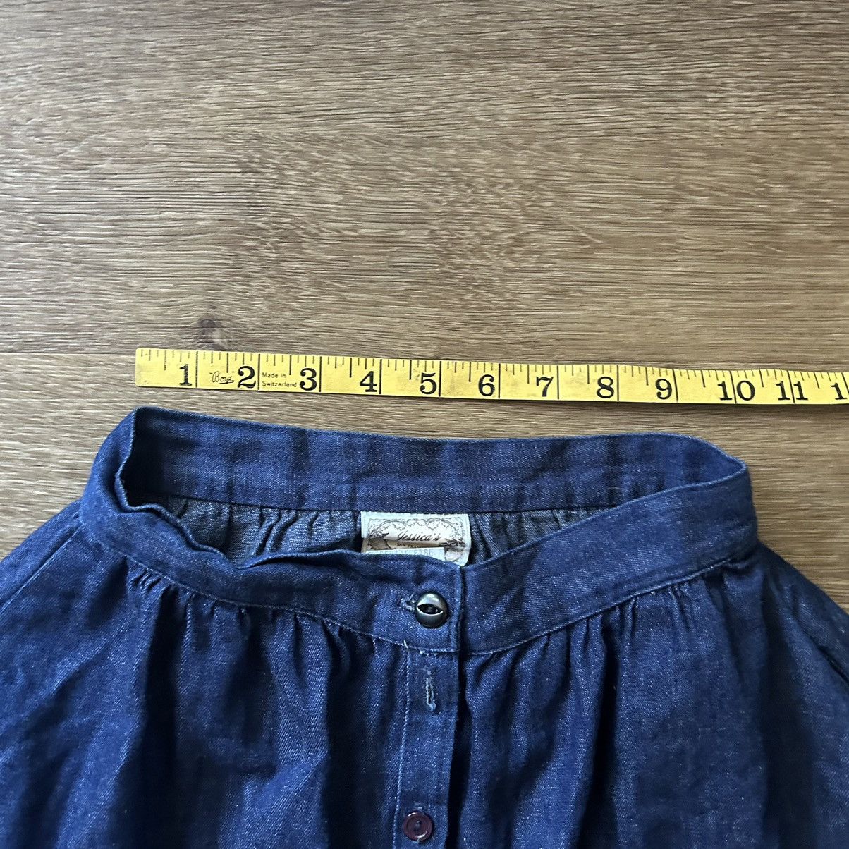 Vintage Vtg Gunnies Denim Button Front Skirt Size 22" - 2 Thumbnail