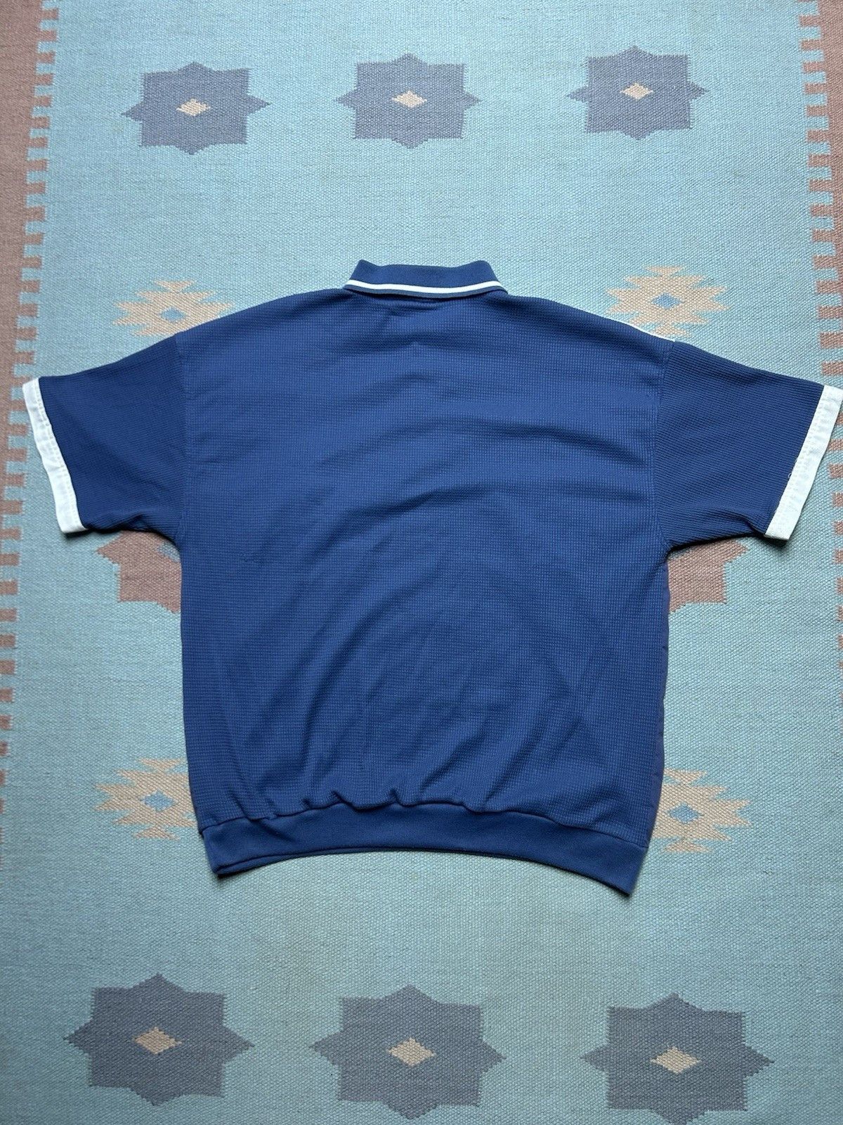 Vintage Vintage 80s polo shirt waffle knit blue tri tone men’s XL Size US XL / EU 56 / 4 - 5 Thumbnail