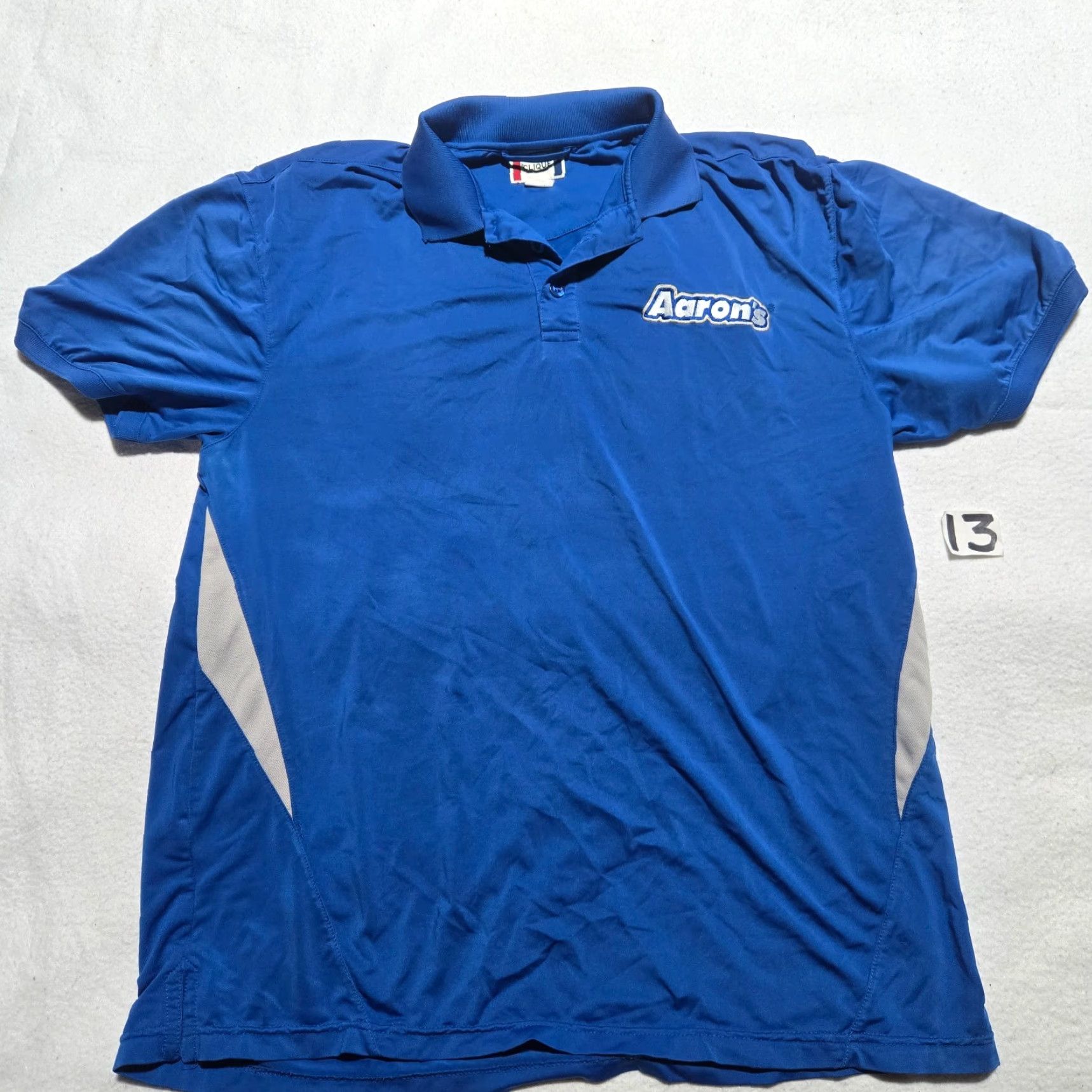 Vintage Uniform Blue Polo Shirt, Aaron's Rent Employee Short Sleeve Knit Cotton Adult M, Blue, Shirt, Men, Medium, Classic T-Shirt (Shirt). Size US M / EU 48-50 / 2 - 2 Thumbnail