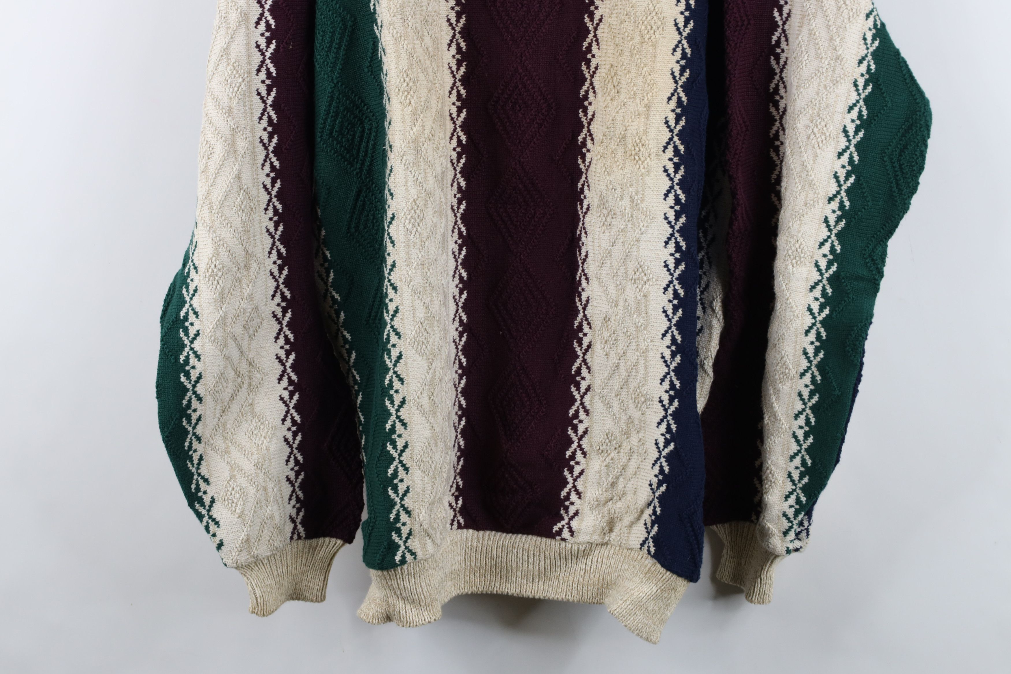Vintage Deadstock Vintage 90s Streetwear Diamond Knit Sweater USA Size US L / EU 52-54 / 3 - 3 Thumbnail