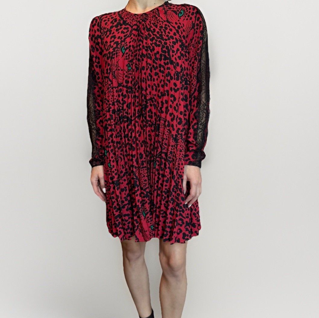 RED Valentino Red Valentino Leopard Print Lace-trimmed Lace Sleeve Dress Size M / US 6-8 / IT 42-44 - 1 Thumbnail