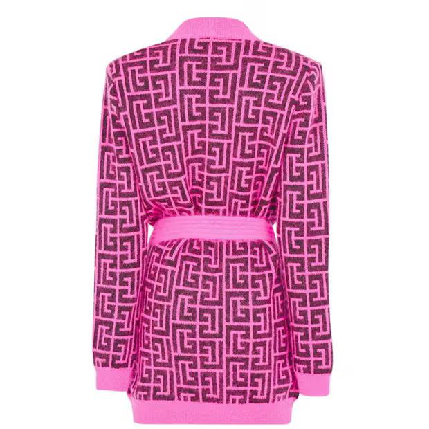 Balmain o1g2r1mq0924 Mohair Cardigan in Rose & Noir Size XS / US 0-2 / IT 36-38 - 2 Thumbnail