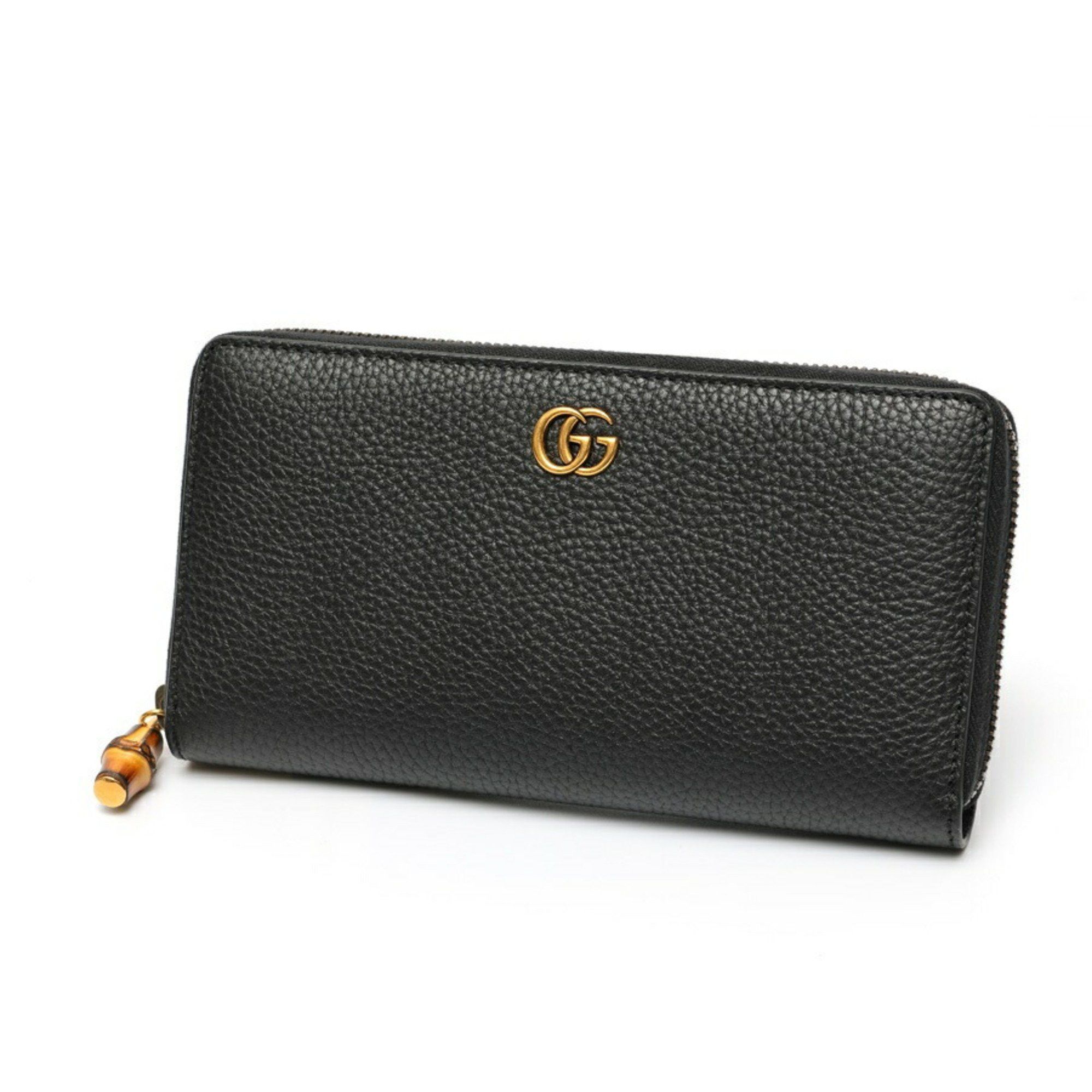 Gucci Gucci Bamboo Zip Around Wallet 739499 Leather Black 70236 Size ONE SIZE - 1 Thumbnail