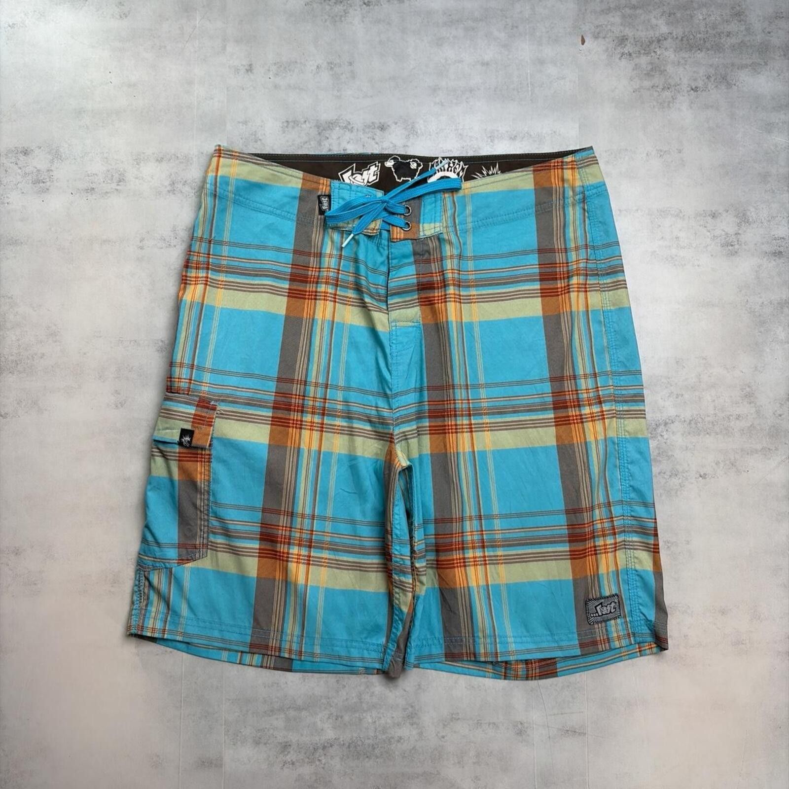 Other Y2K Blue Lost Surf Grunge Gothic Baggy Plaid Board Shorts Size US 36 / EU 52 - 1 Thumbnail