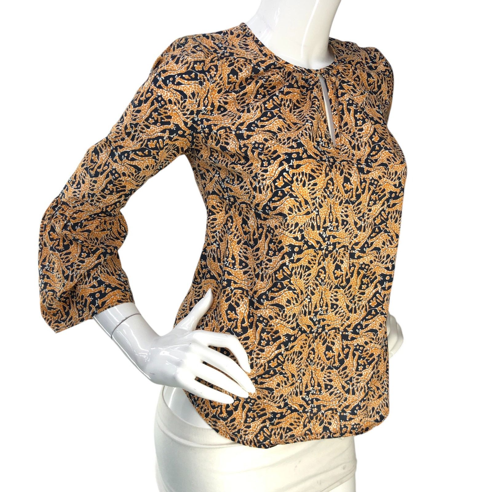 J.Crew J Crew Drake London Size 00 Blouse Giraffe Print Bell Sleeve Size XXS / US 00 / IT 34 - 10 Thumbnail