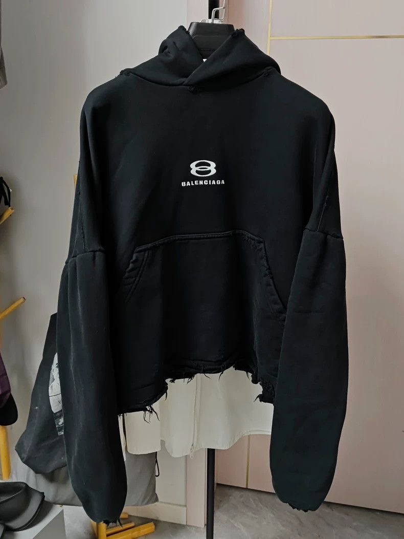 Balenciaga Balenciaga Double Ring Frayed Hoodie 24SS-2506 Size US S / EU 44-46 / 1 - 1 Thumbnail