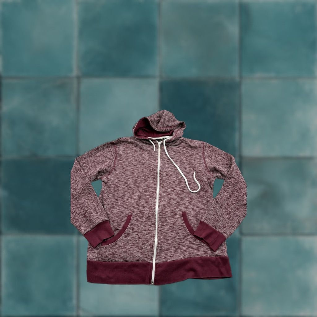Vintage Fission Hoodie Mens XL Maroon Full Zip Up Sweatshirt Cotton Blend Casual Size US XL / EU 56 / 4 - 1 Thumbnail