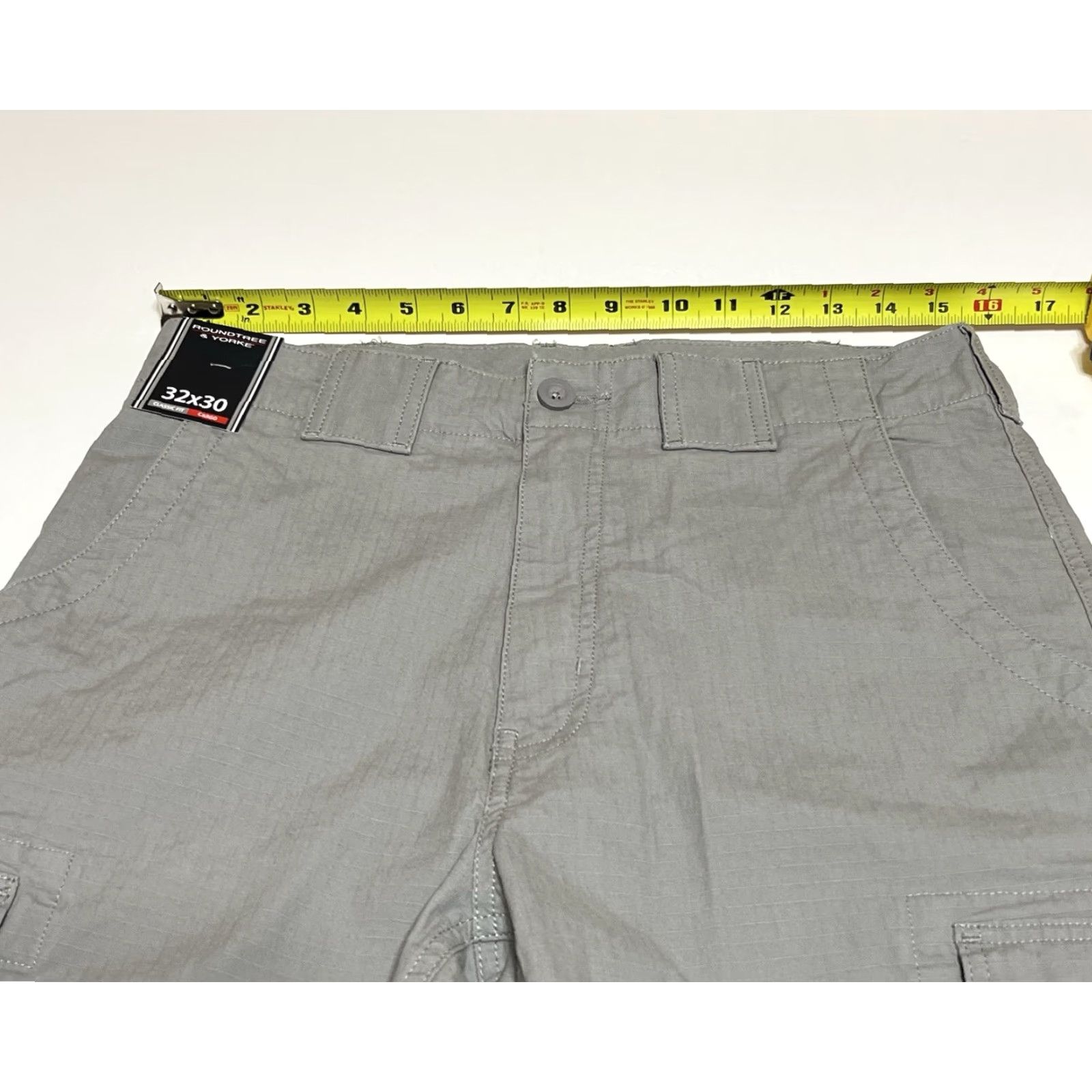 Roundtree & Yorke Roundtree & Yorke Pants Men 32x29 Gray Classic Fit Stretch Cargo Flat Front Straight Leg Slas​h Pockets Vintage No Size US 29 - 3 Thumbnail
