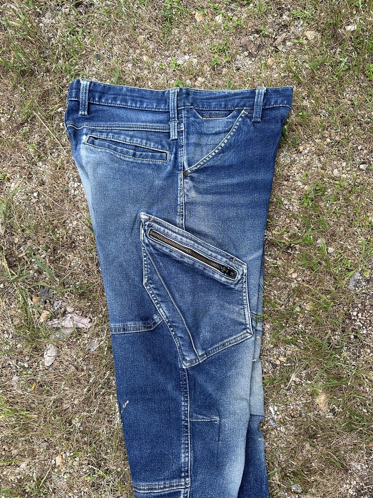 Japanese Brand BIKER DENIM TS DESIGN JEANS STRETCHABLE DOUBLE KNEE PANTS Size US 29 - 17 Thumbnail