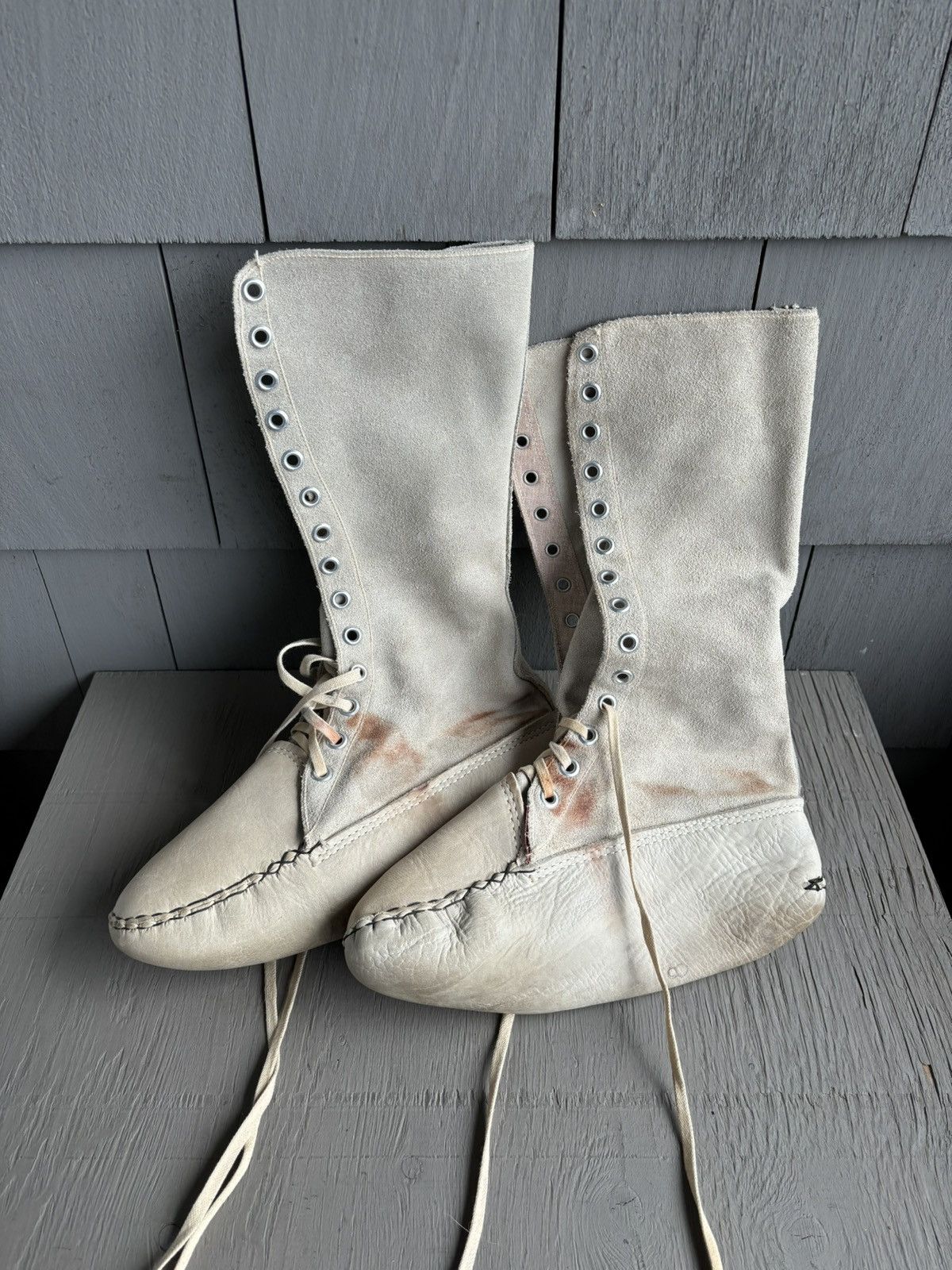 Handmade Vintage Suede Mukluk Boot Native American Moccasin Tall Snow Size US 8 / EU 41 - 13 Thumbnail